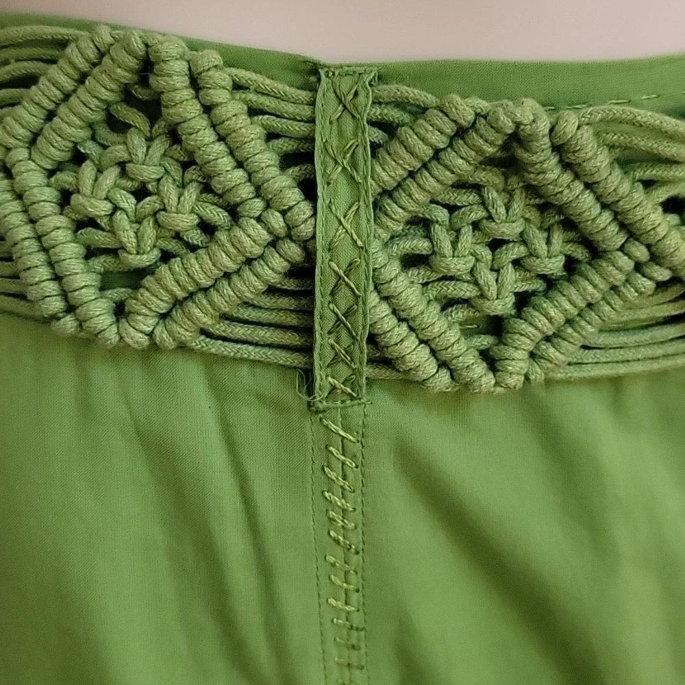A LA CARTE 1990s Green Boho Gypsy Hippie Godet Circle Skirt